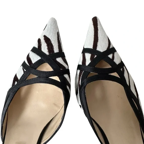 Vintage Luciano Padovan Italian Calfskin White, Black, Brown Kitten Heels, 37 - Picture 9 of 11